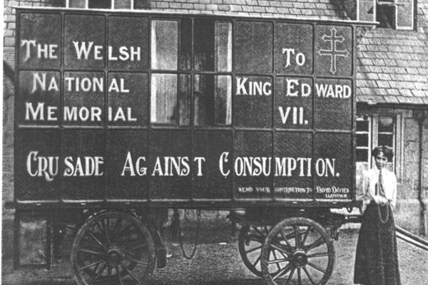 A cart advertising The Welsh National Memorial Association